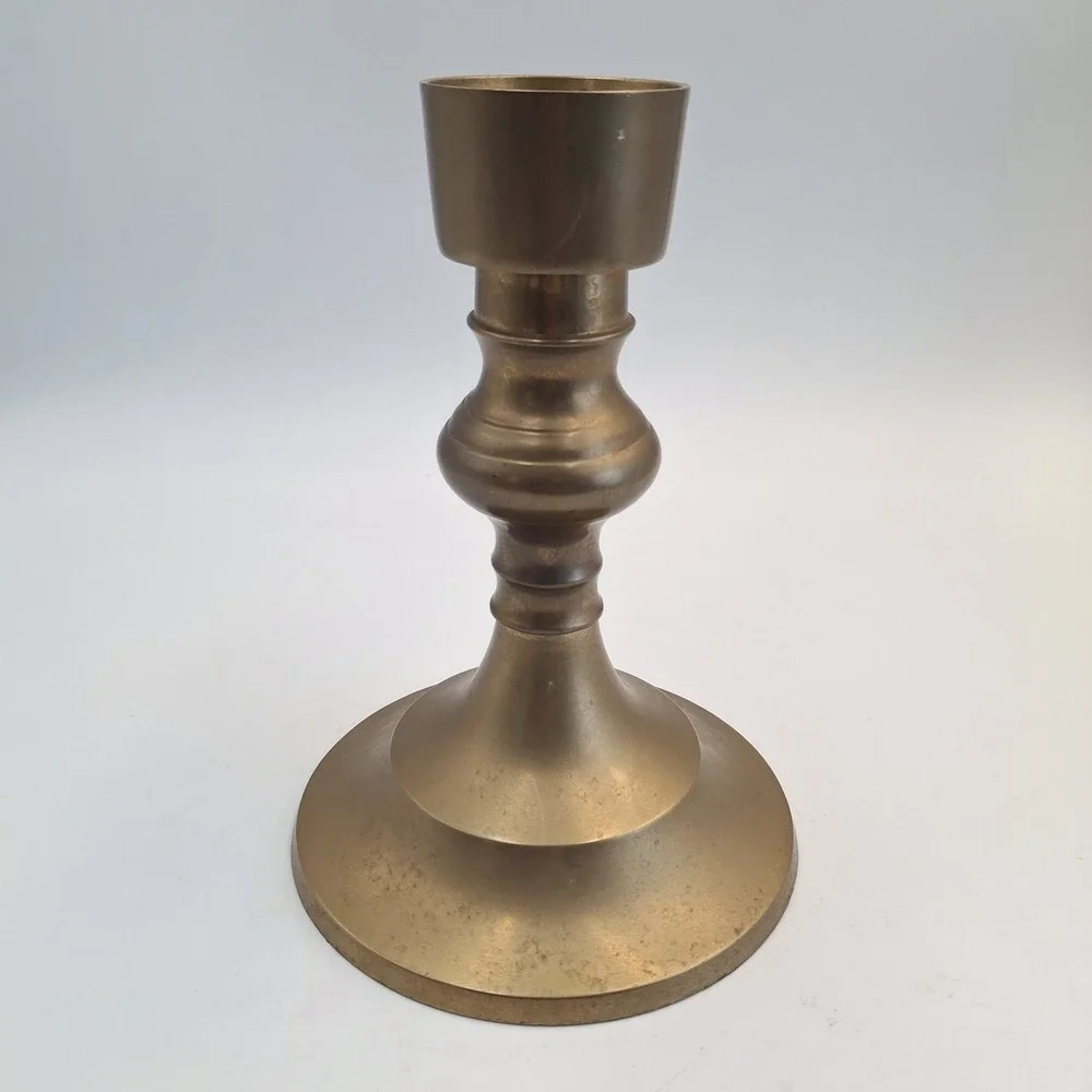 Vintage Solid Brass Candlestick Holder Heavy Taper Candle Stand Mid Century 6.5